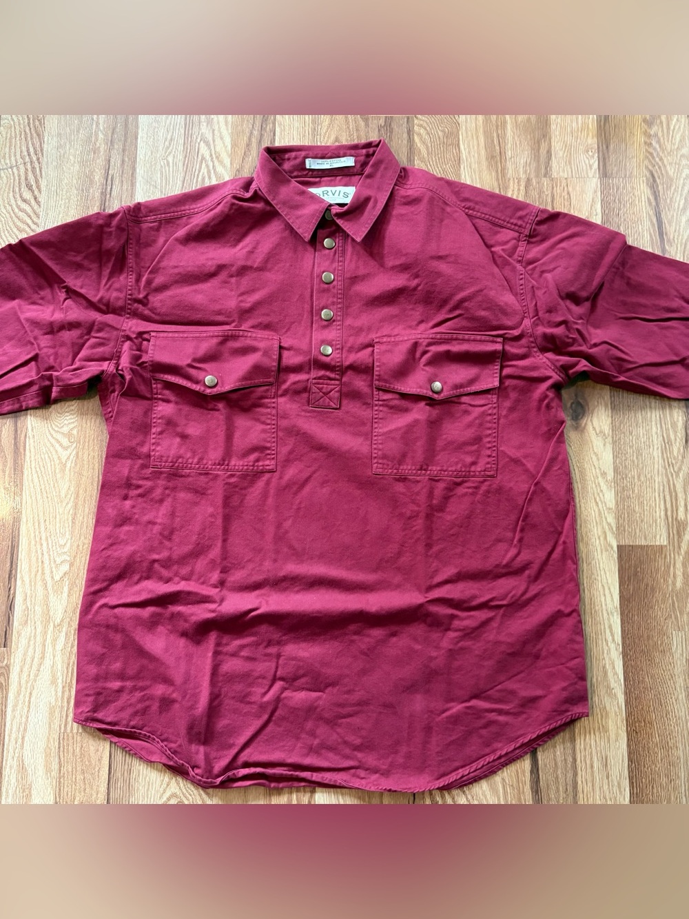 Vintage Orvis Malpai Pullover Red Shirt Mens XL Long Sleeve Safari Cotton Canvas